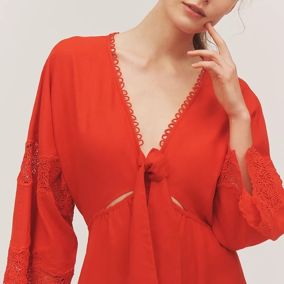 Anthropologie Farm Rio x Anthropologie V-Neck Tie-Front Midi Dress - Picture 6 of 12